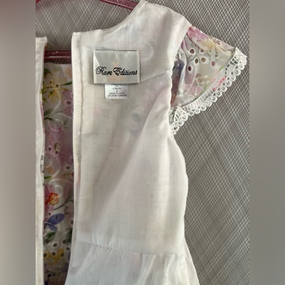 Rare Editions - Floral Eyelet Drop Waist Flutter sleeve Dress (Size 6) - Picture 4 of 6